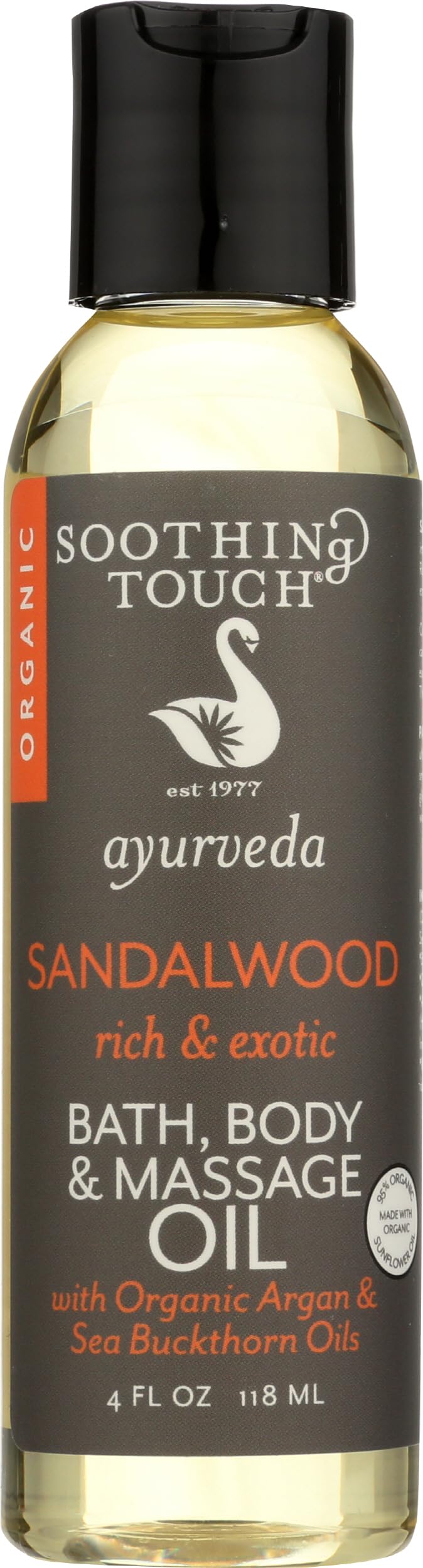 Soothing Touch Organic Bath, Body & Massage Oil, Sandalwood, 4 Fl Oz