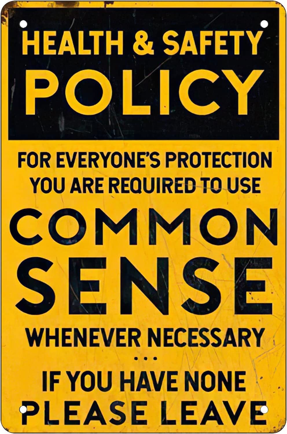Retro Funny Metal Sheet Signs Common Sense Policy Grunge, Wall Decoration, 6x8 Inch