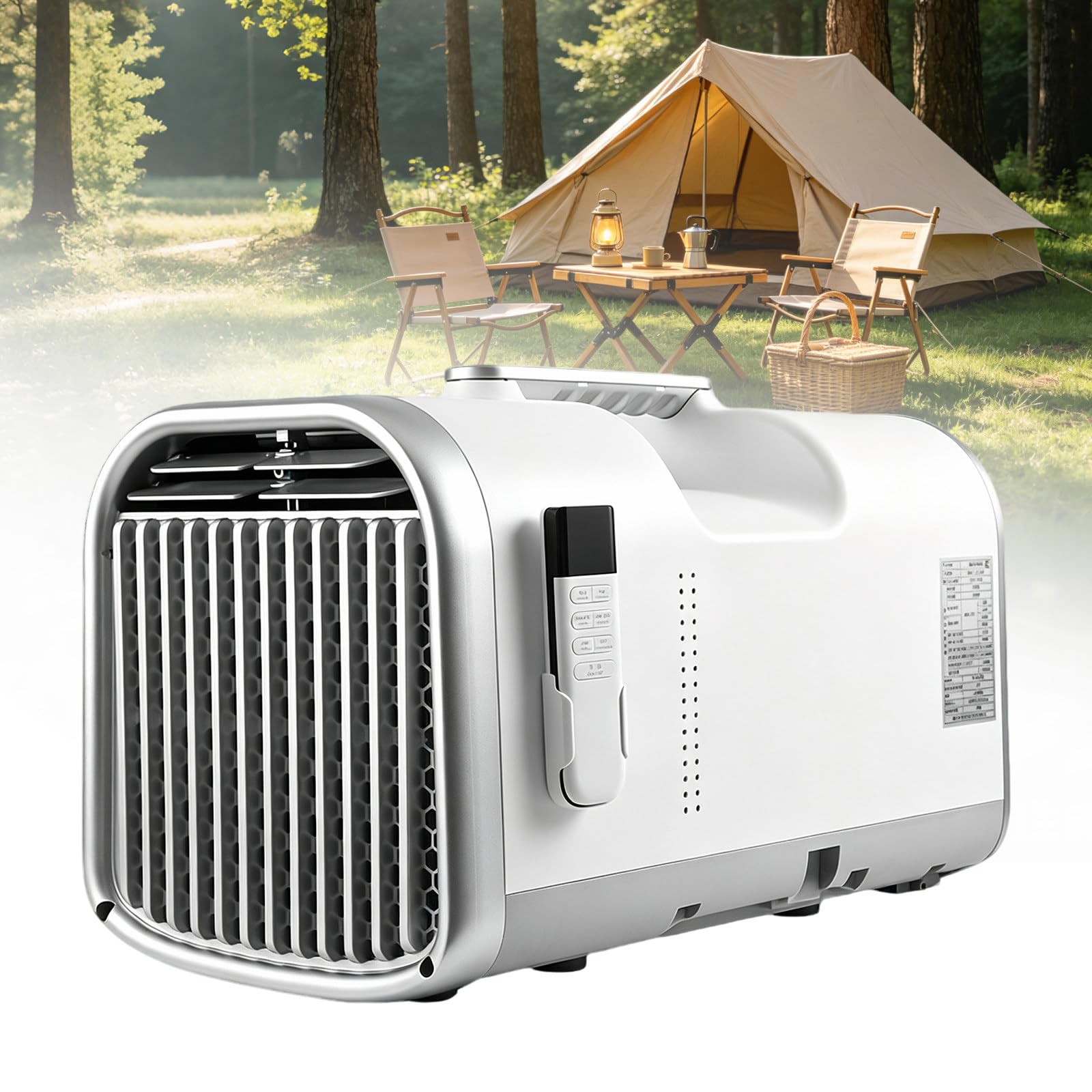 LURECAQING Portable AC Unit, Camping Air Conditioner, Low Power 4-in-1 Quiet Motor Auto-Evaporate 12H Timer Remote 60°F-90°F for Tent Truck RV Small Room Adventures 5100BTU