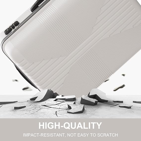 Karl home Luggage Sets 3 Piece, PP Hard Case Suitcase Set with Built-in Lock Spinner Wheels, Lightweight Durable Carry on Luggage for Business Travel - White (20/24/28)