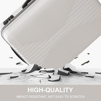 Karl home Luggage Sets 3 Piece, PP Hard Case Suitcase Set with Built-in Lock Spinner Wheels, Lightweight Durable Carry on Luggage for Business Travel - White (20/24/28)