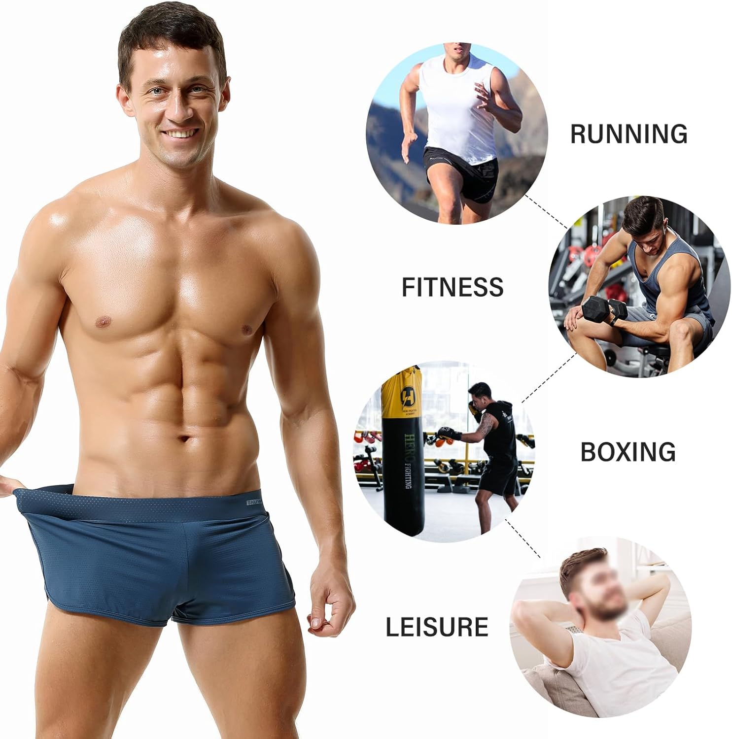 Mens Mesh Shorts 3 Inch Inseam Gym Running Sweat Shorts Jockstrap Large Split Sides - Image 5