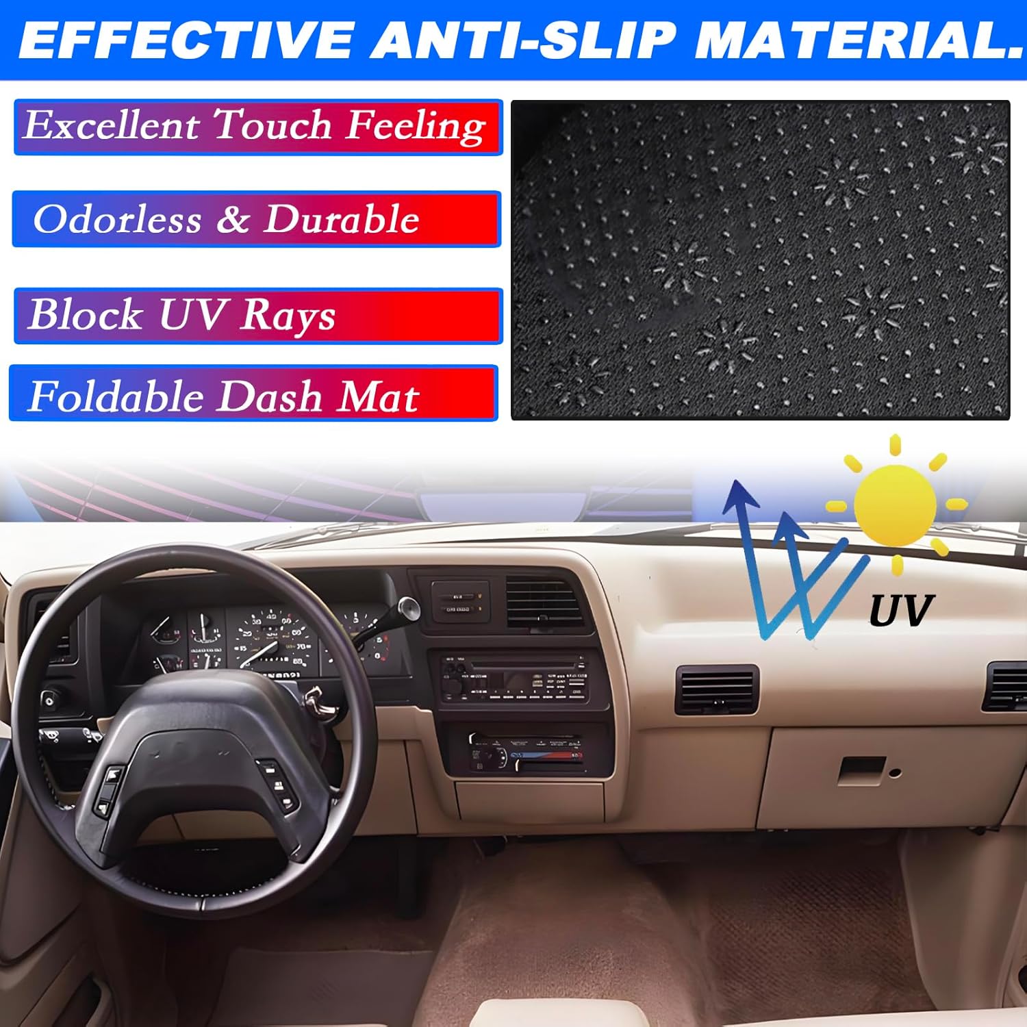 Dashboard Mat Cover UV Rays Protector Fit for 1989-1994 Ford Ranger/ 1991-1994 Explorer/ 1991-1994 Mazda Navajo/ 1989-1990 Ford Bronco II/ 1994 Mazda B2300 B3000 B4000 Dash Mat Accessories