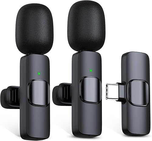 Miniatura 10 de Micrófono inalámbrico RICCHI para iPhone, iPad y teléfono Android, 2 piezas de micrófonos mini profesionales Plug-Play con clip para vlogging