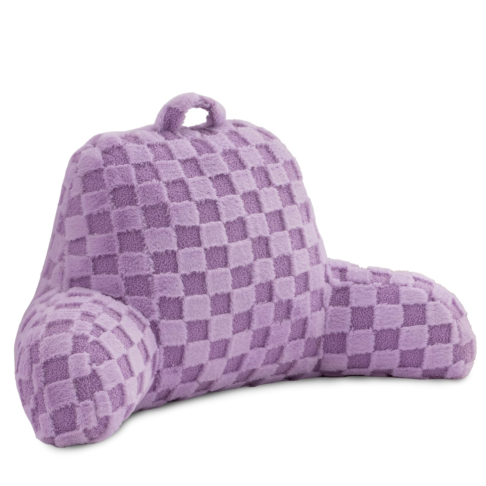 Holawakaka Checkered Reading Pillow with Arms, Adults Backrest Reading & Rest Pillows for Sitting Up in Bed, Bed Rest, Lounging, Working, Arms Back