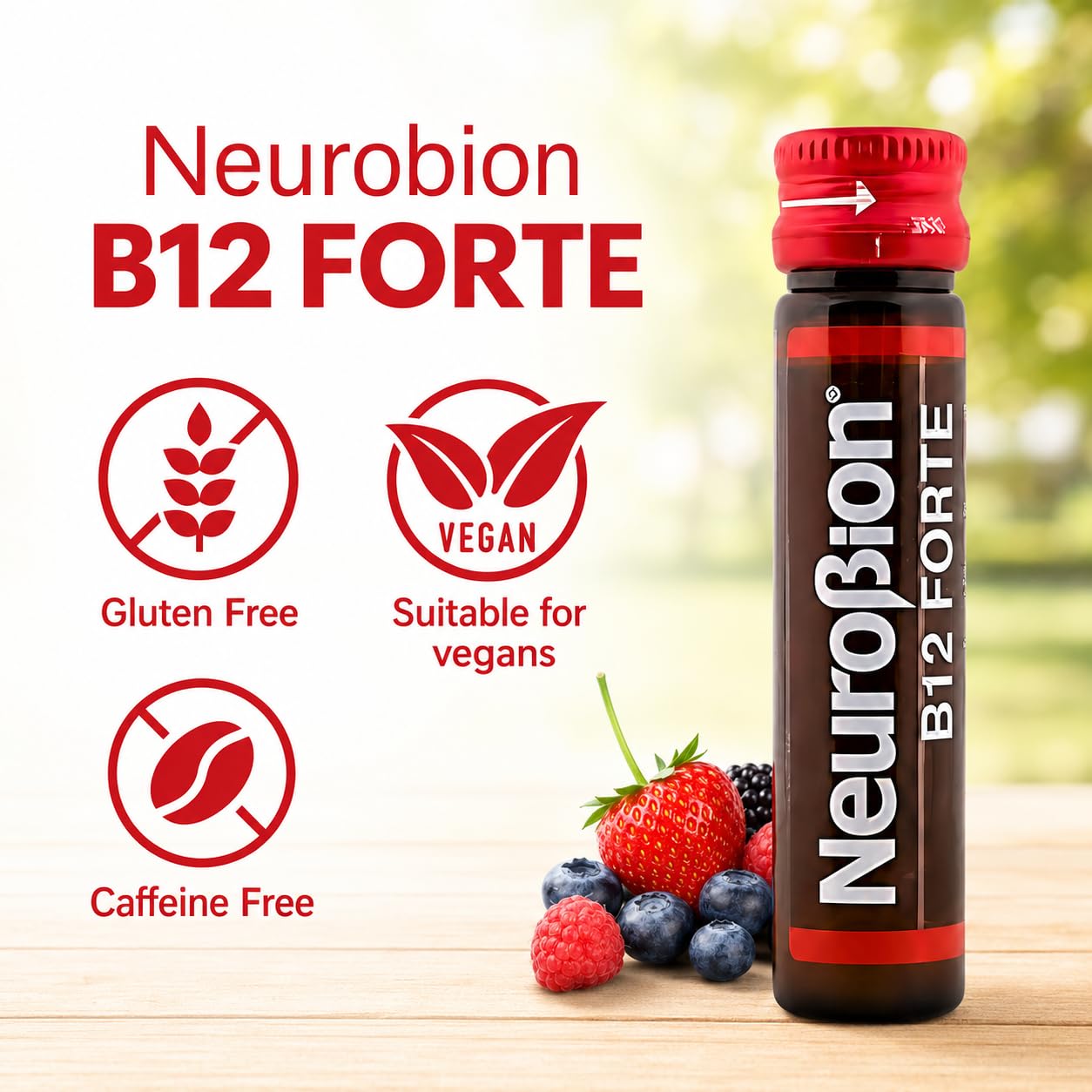 Neurobion Forte Vitamin B12 Methylcobalamin B6 B2 Niacin Liquid Shots Daily Energy & Nervous System Support Complex Easy Oral Drinkable10 Vials