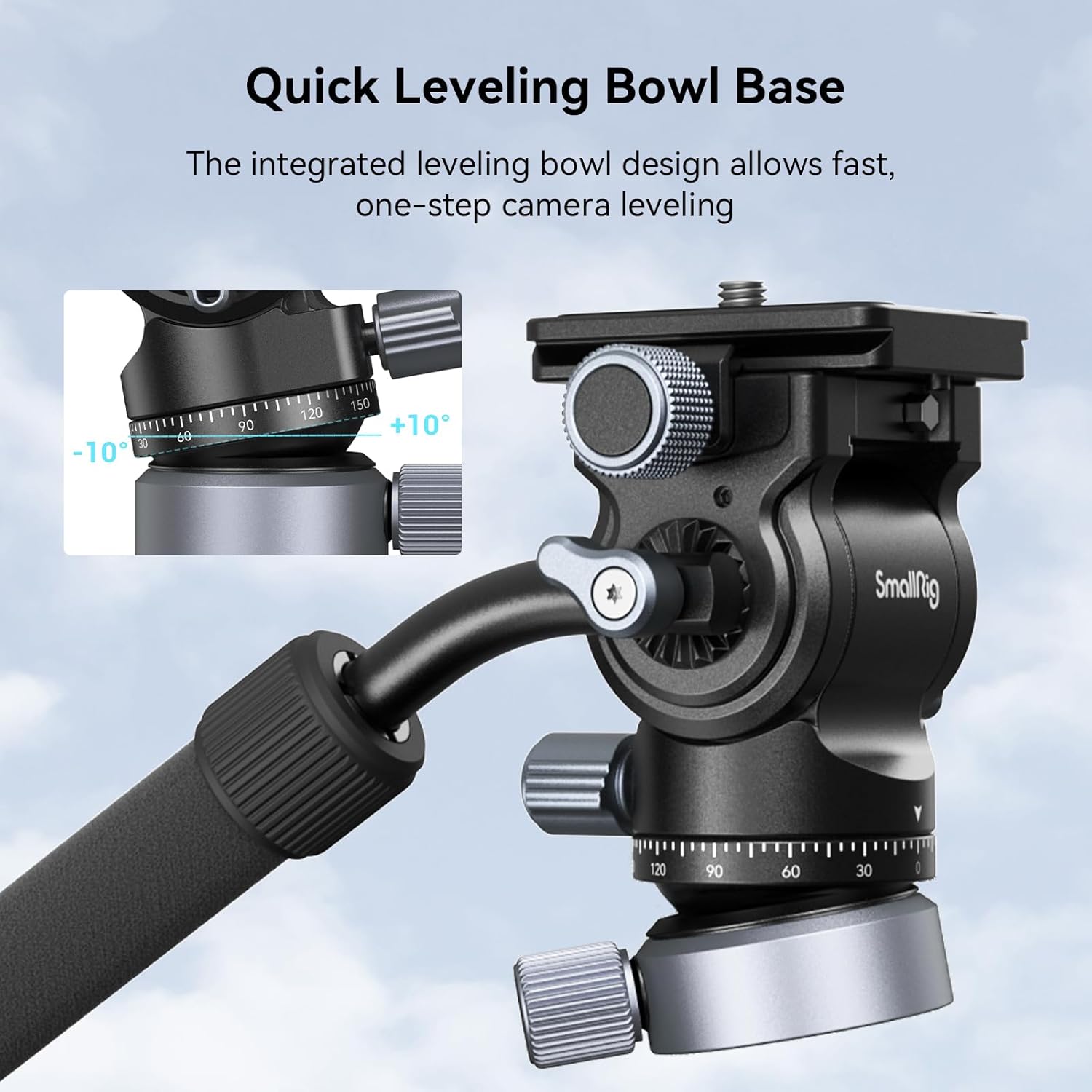 SmallRig 63" Video Travel Tripod, Carbon Fiber Tripod with Quick Release Fluid Head, Leveling Bowl Base and Center Column, 1.3kg Ultralight for Travel Photo & Video, Load up to 4kg / 8.82 lbs - 4221 - Image 2