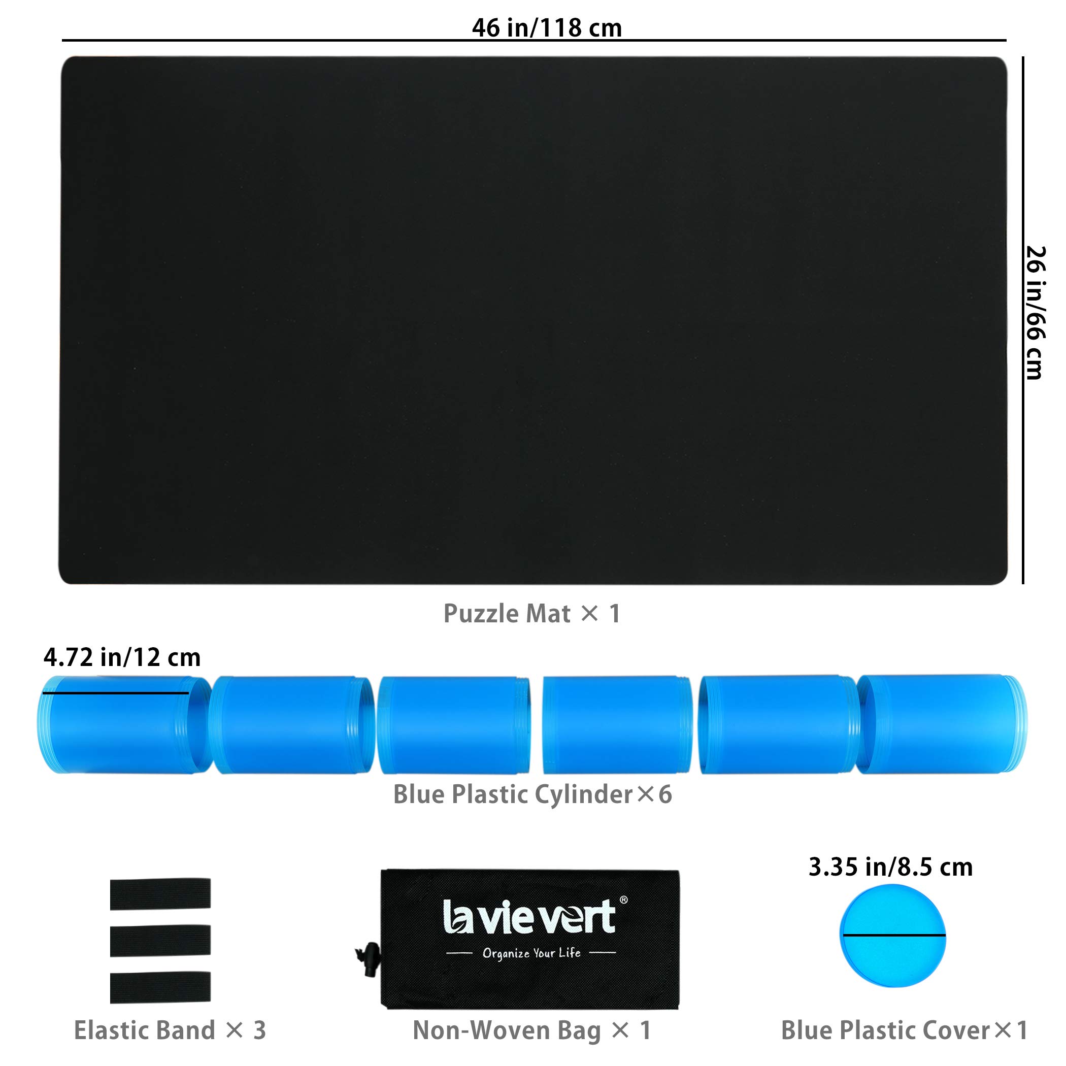 LAVIEVERT Tapete de Neopreno de Doble Cara de 2 mm de Grosor, Color Negro y Caqui, con Bolsa de Almacenamiento no Tejida y Cilindro de plástico, para hasta 1500 Piezas