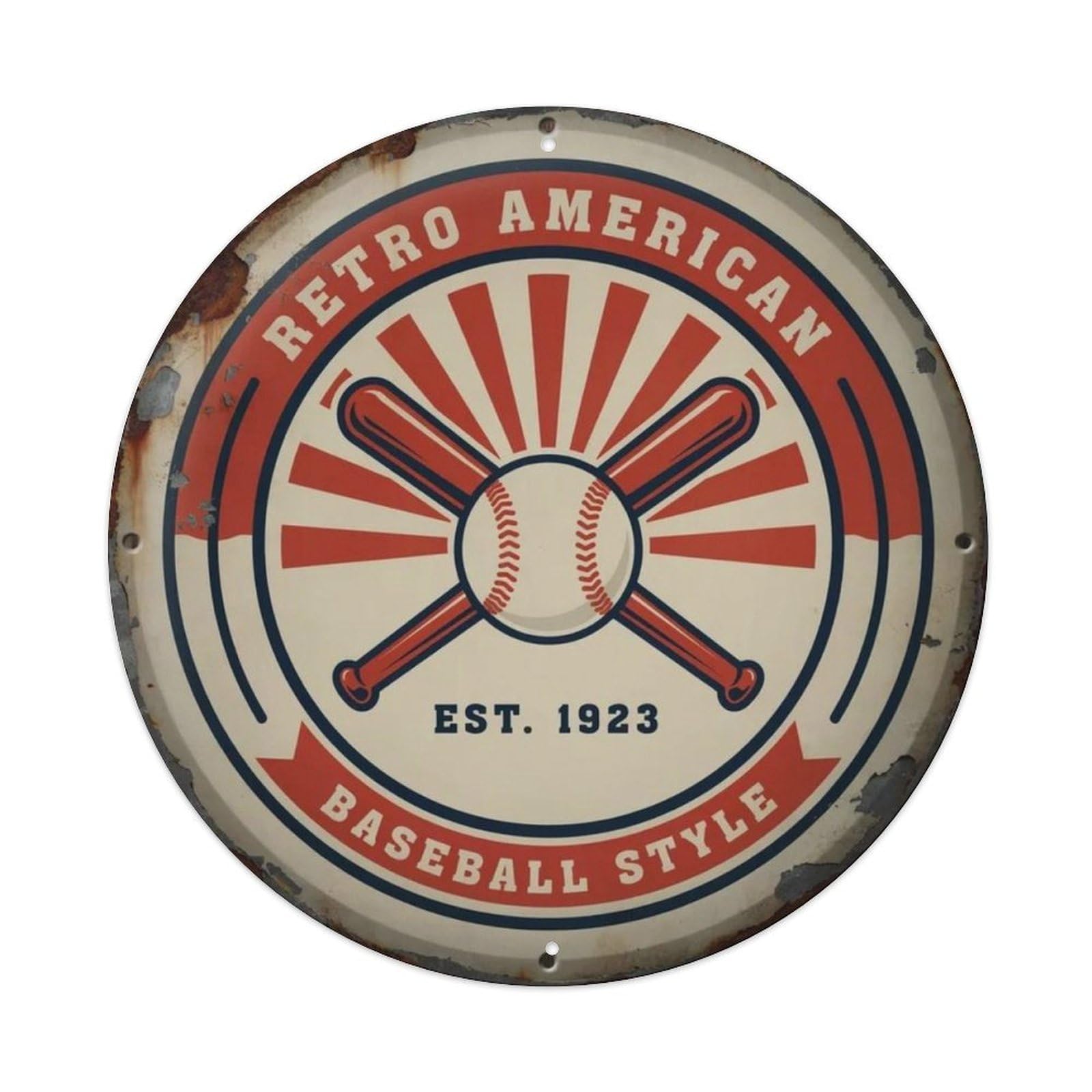 Retro American Baseball Style. Metal Tin Sign Plaque