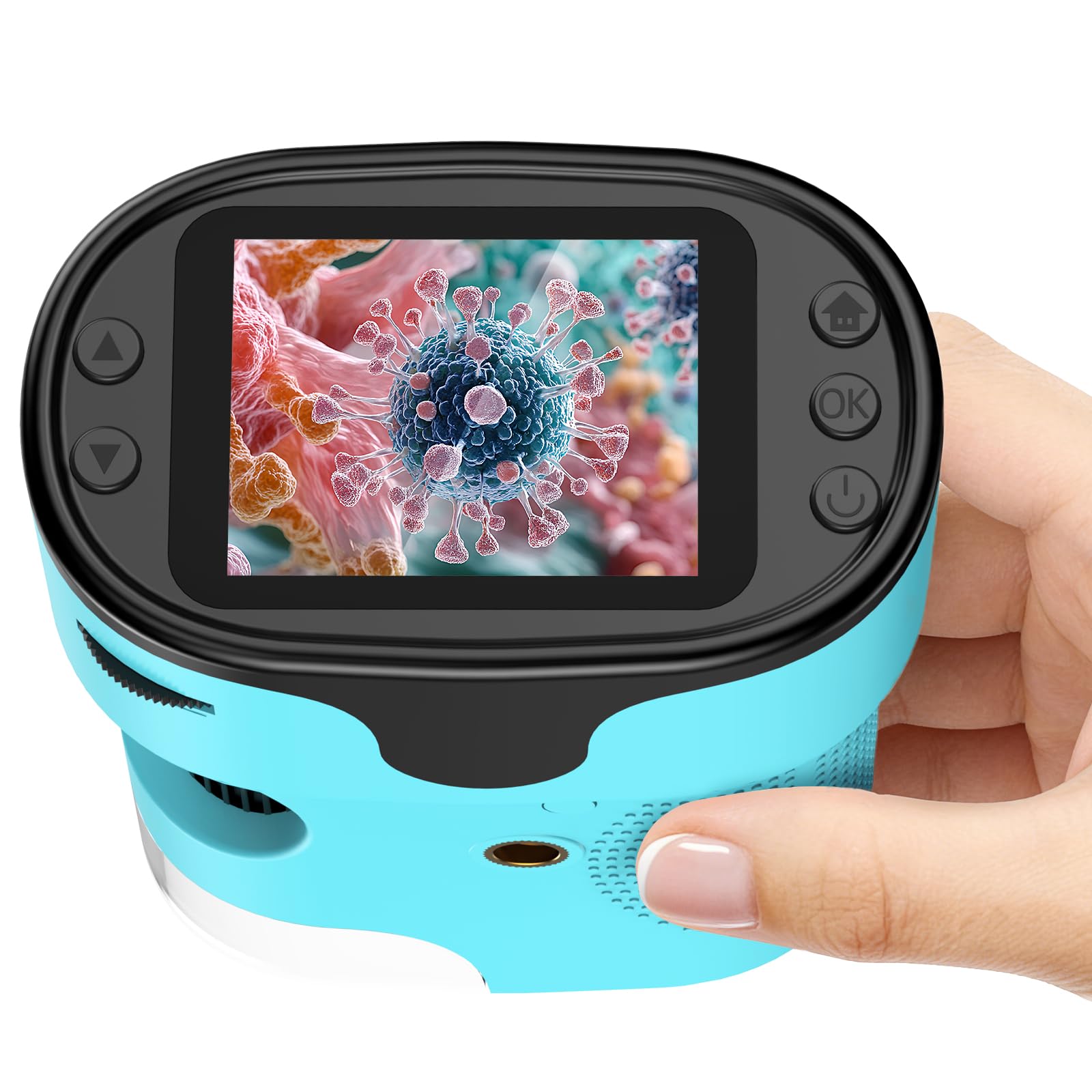 1000X Pocket Microscope for Kids - 4K 2.0" Screen, Digital Mini Scope with Slides Kit, Rechargeable Lab Handheld Portable Microscopes for Kids 4-12 Students Teens