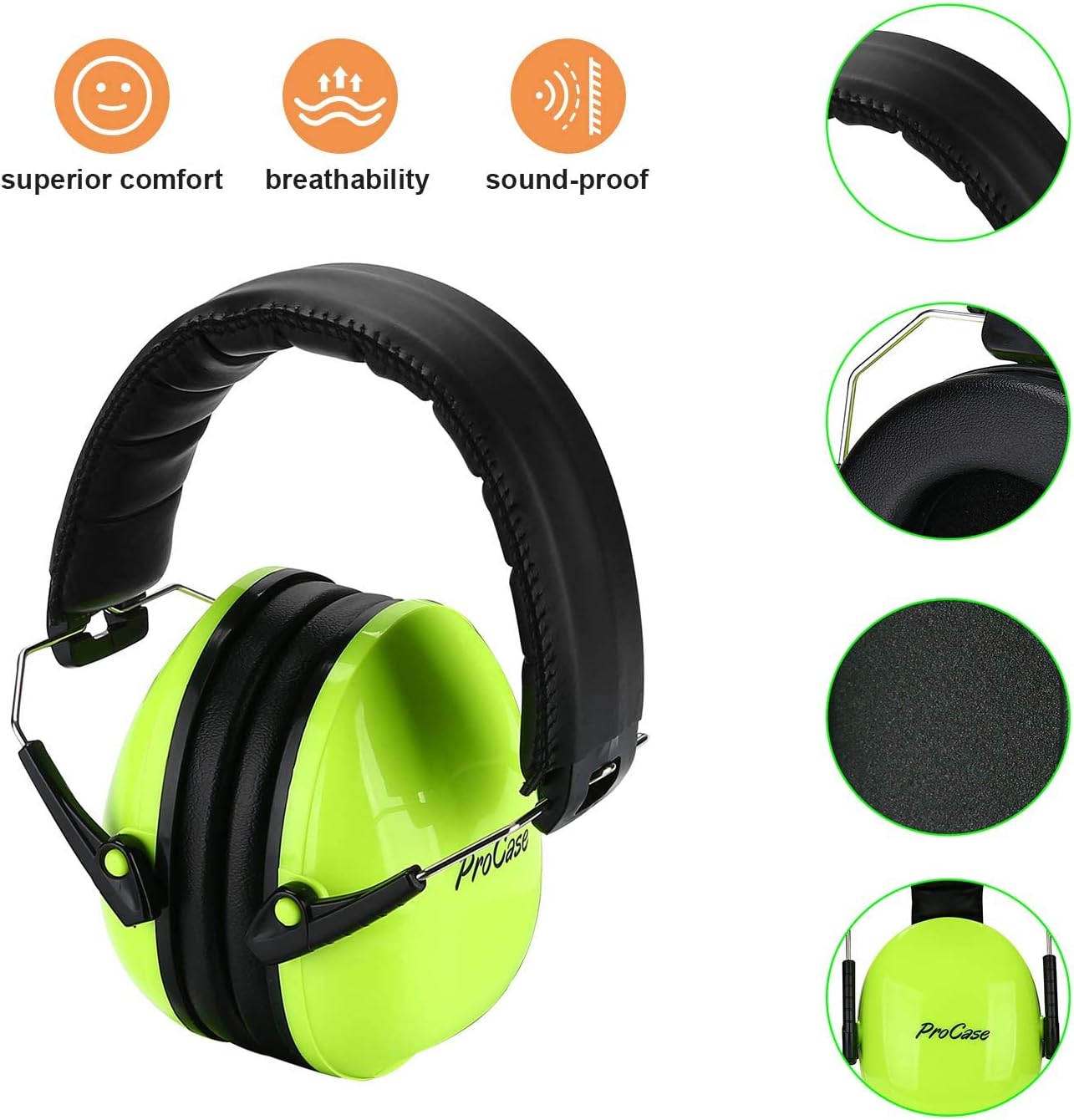 ProCase Adult Noise Reduction Safety Ear Muffs Bundle with Kids Safety Ear Muffs Noise Reduction Earmuffs