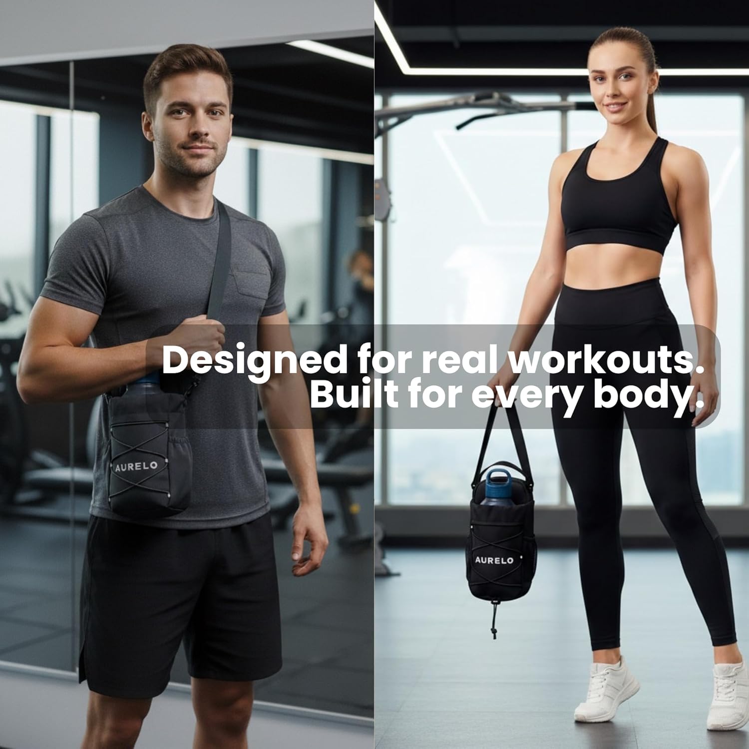 Magnetic Gym Bag for Men & Women – Small Gym Bag with Rack Attachment, Water Bottle Holder (Up to 40oz), Compact Workout Bag Keeps Gear Off Floor, Quick-Dry Towel Included