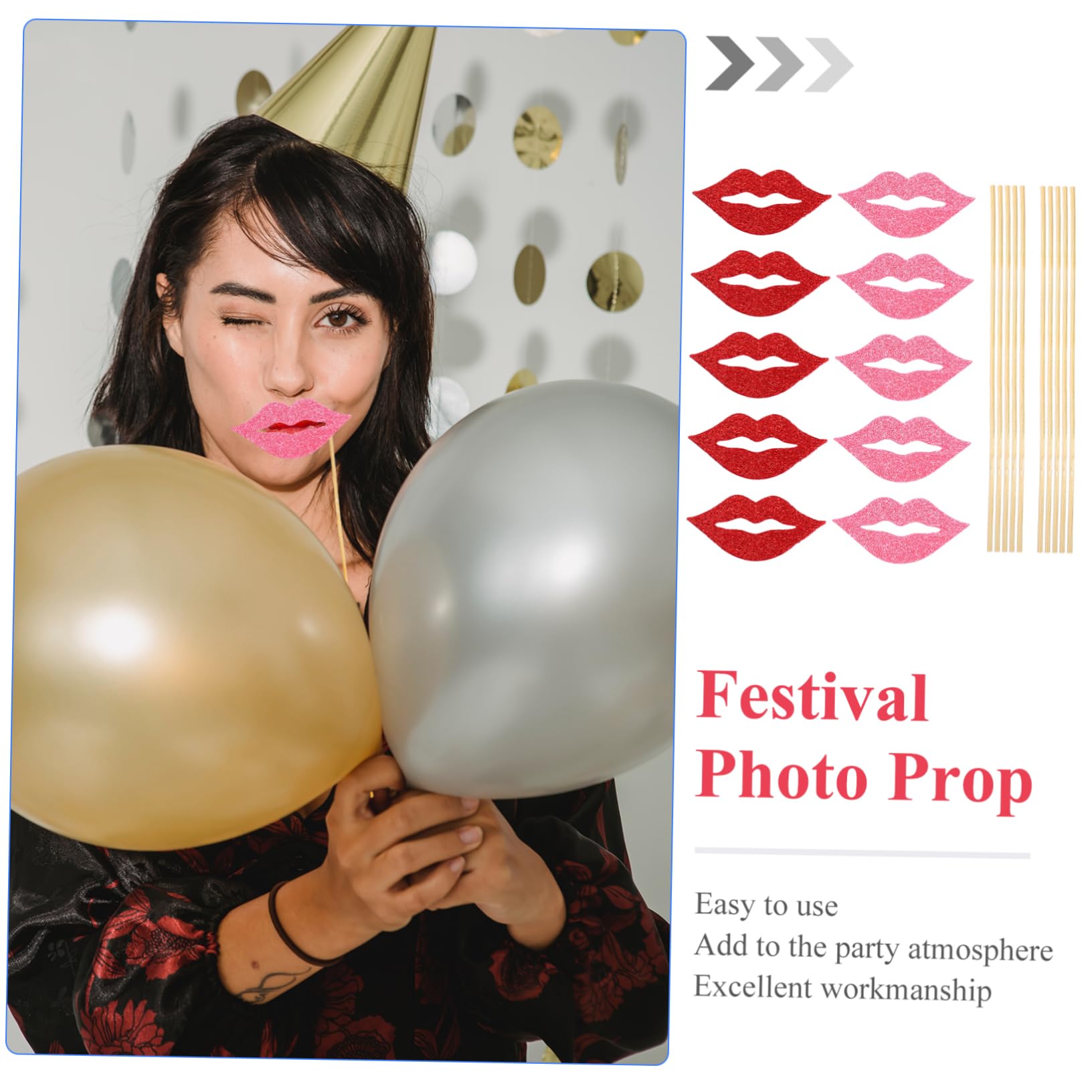3 Sätze Teiliges Party Fotorequisiten Rote Lippen Handheld Fotobooth Props Für Hochzeit Geburtstag Lustige Dekoration Für Festliche Feiern 40 Stück * 3