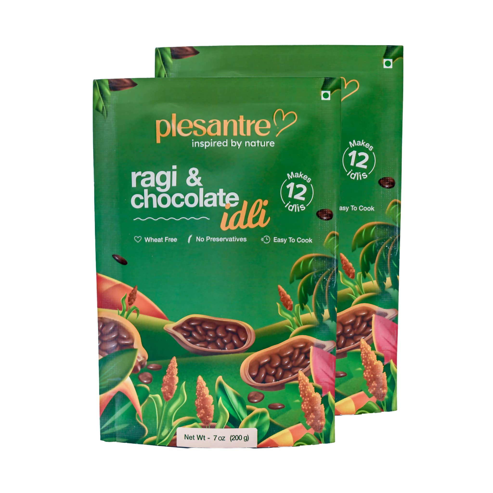 plesantre "Ragi & Chocolate Idli" Instant Idly Batter - Yummy, Healthy & Nutritious Breakfast Premix for You & Your Kids - Wheat Free, Finger Millet Grains, Cocoa, Jaggery - 200g, Pack of 2, Makes 24 Idlies (B09T9ZHL86) Amazon Price History, Amazon Price Tracker
