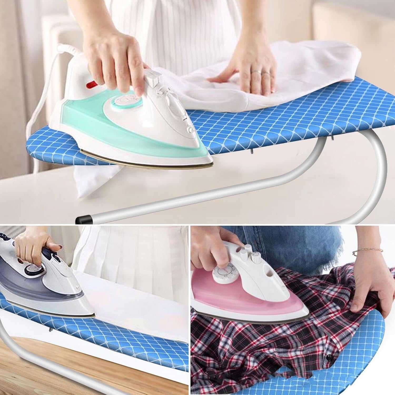 LiebeWH Mini Folding Ironing Board, Sturdy Stainless Steel Frame Compact Tabletop Ironing Board 11.81x28.15x9.45in for Dorm Sewing Small Spaces