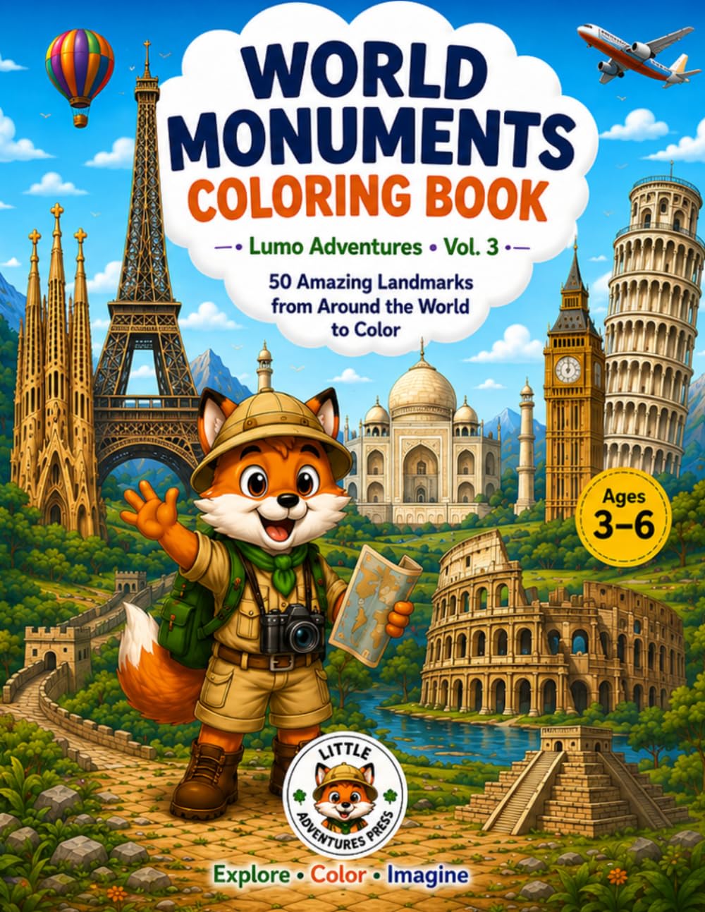 World Monuments Coloring Book: 50 Amazing Landmarks from Around the World (Lumo Adventures)