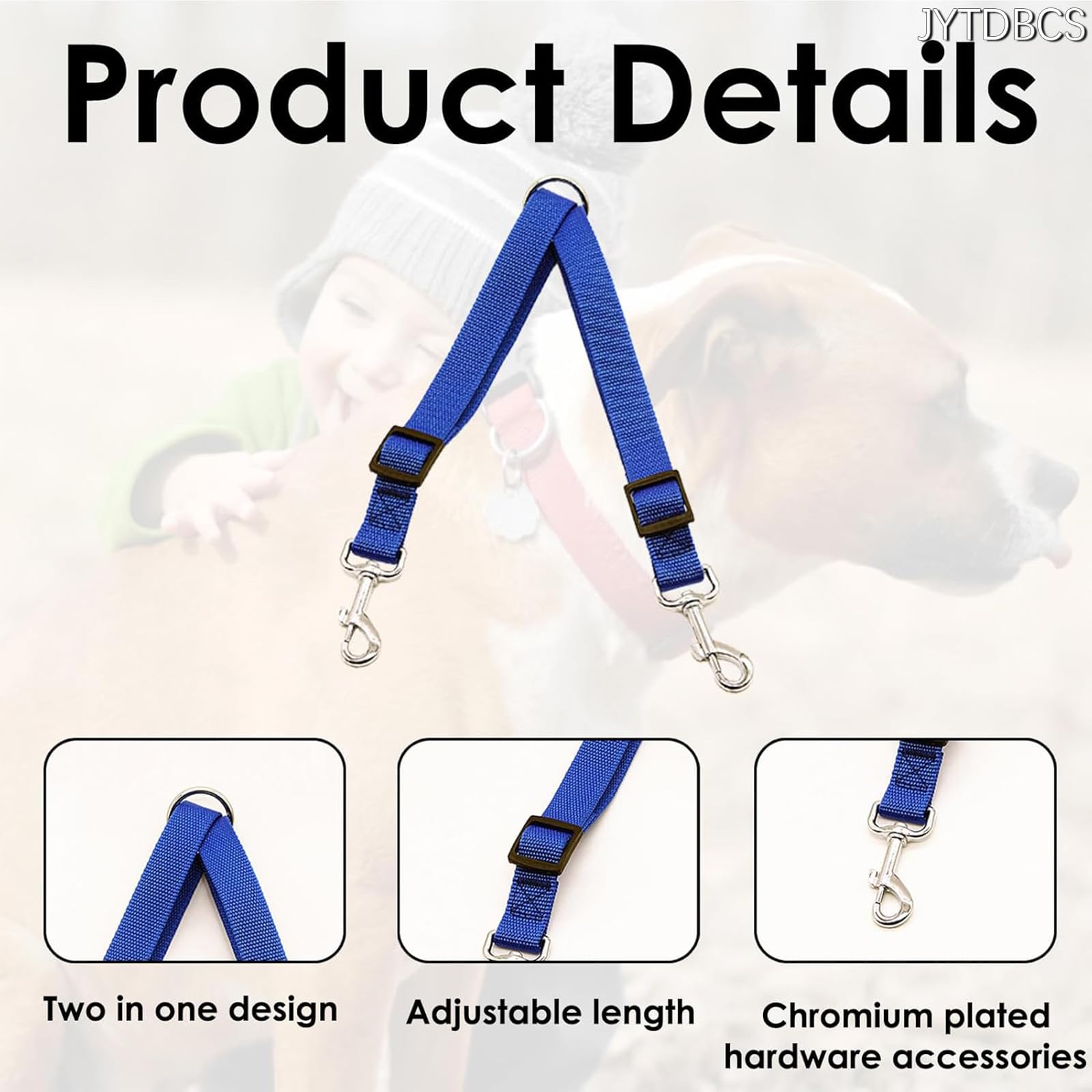 2 Pcs Collar To Harness Safety Link,Adjustable Double Ended Lead
