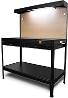 WEN WB4723T 48-Inch Heavy Duty Workbench with Power Outlets, Overhead Light, Pegboard & Drawers for Garage Workshop