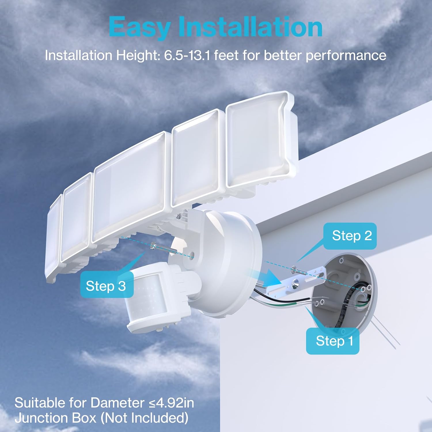 Olafus 130W Motion Sensor Outdoor Lights, 13000LM 2 Pack Motion Sensor Flood Light, Dusk to Dawn Outdoor Lighting, IP65 Waterproof Motion Detector Lights for Outside, White