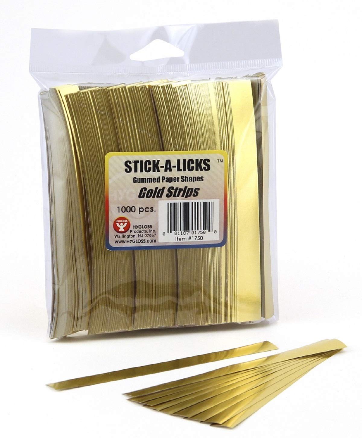 Hygloss Products 1750 Stick-A-Licks-Chain Strips for Arts & Crafts-Classroom Activities-Fun for Kids-Size ½” x 5” -1000 Pcs, Matte Gold