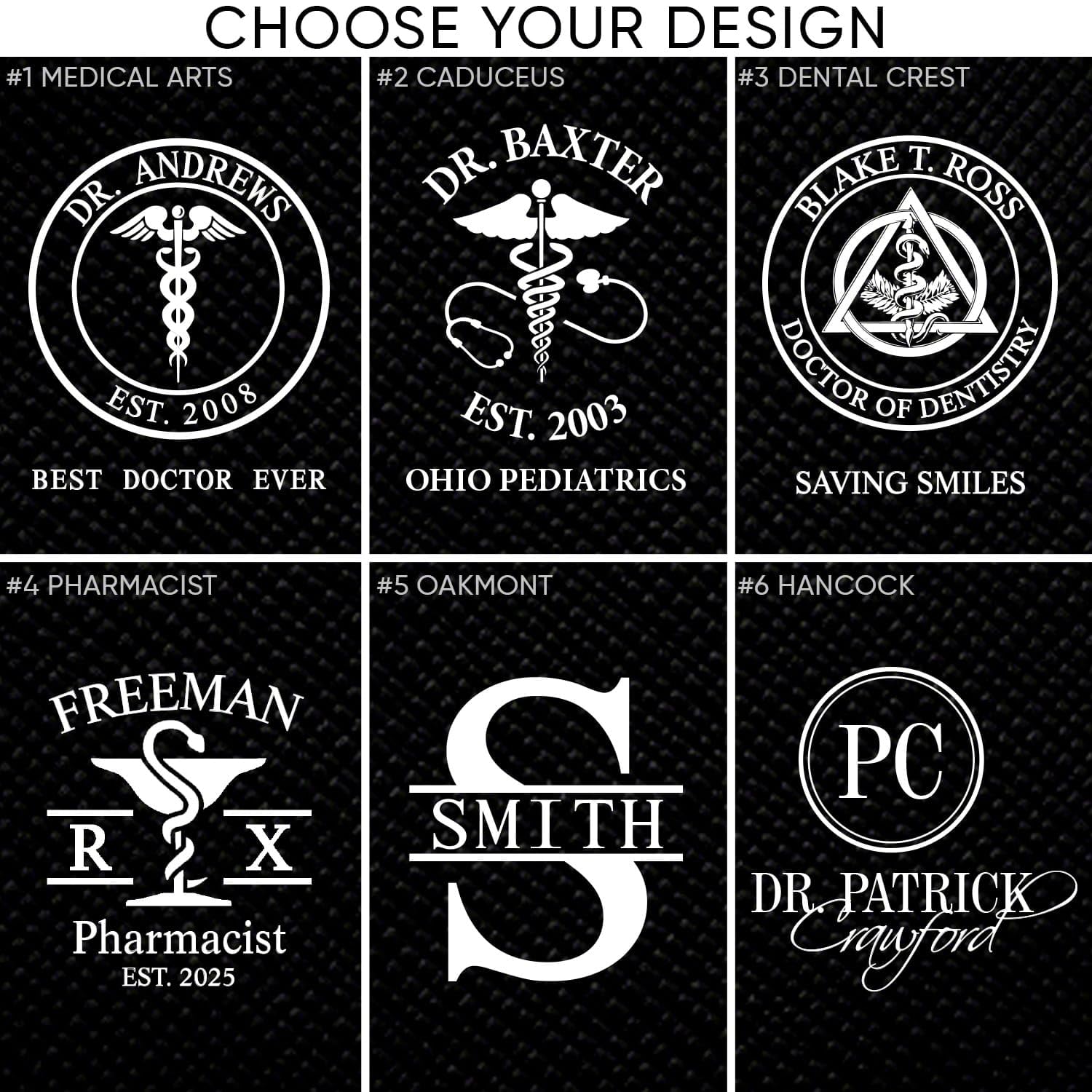 Engraved Dentist Gifts Whiskey Decanter Luxury Box Set - 7pc Dental Crest