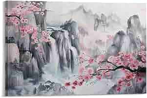 水墨画 山水風景 額縁付き 大きい 水墨画 墨絵 肉筆 幸子作 山岳 山林 風景画 額縁 - メルカリ