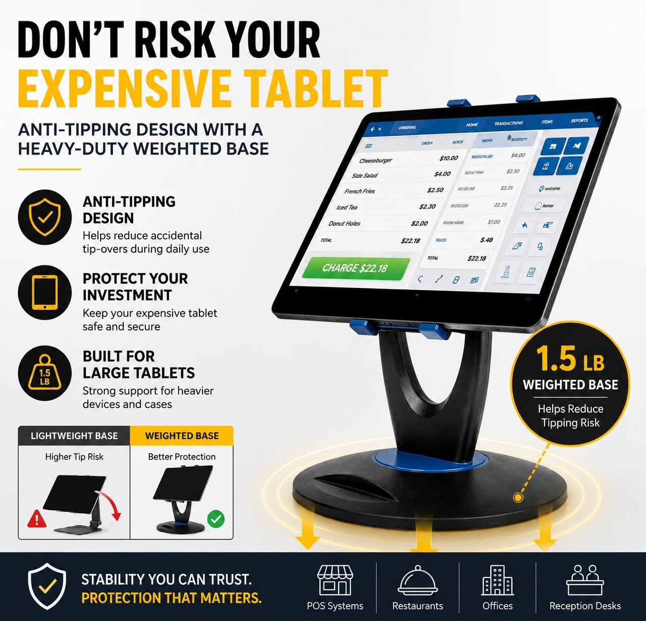 MAX SMART 【Actualización Soporte para Tableta, Soporte para Tableta, Soporte para Lector de Libros electrónicos, Soporte para iPad Pro, Alto, Giratorio de 360 Grados para Cocina, Cama, minorista,