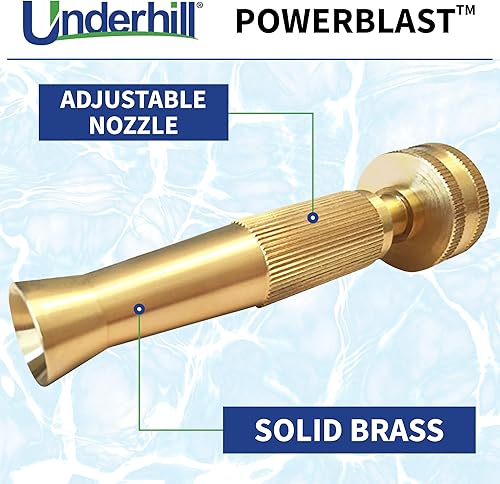 Miniatura 2 de Underhill Boquilla de manguera de agua de jardín, pulverizador, chorro, ventilador, 7 GPM 80 PSI, entrada de rosca de 34 pulgadas, accesorio de