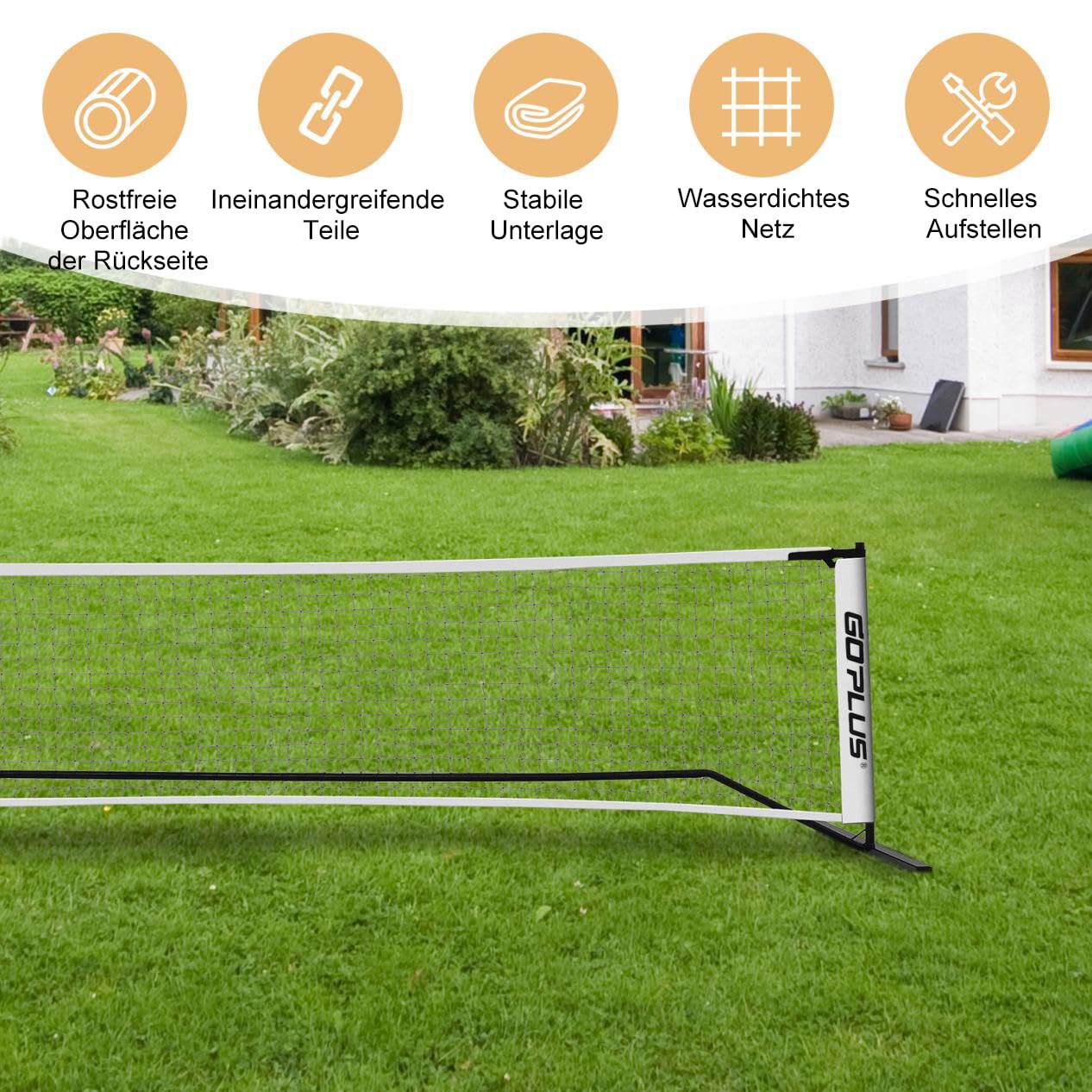 GYMAX Pickleball-Netz mit Metallrahmenständer, 6,7 m langem Pickleball Net Set mit Tragetasche, wetterfestes Netzsystem, Übungsnetz für Garten, Strand & Hinterhöfe