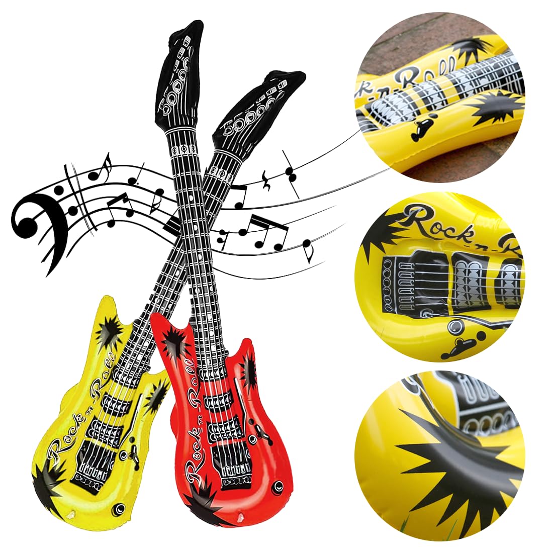 Chitarra Gonfiabile, 6 Pezzi Air Guitars Colorato, Strumenti Musicali Gonfiabili 53cm in 6 Colori, Chitarra Gonfiabile Rock Palloncino, per Carnevale Compleanno Ragazzi Ragazze