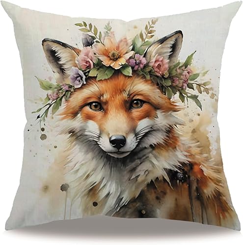 Miniatura 6 de 7COLORROOM Funda de almohada rectangular con diseño de conejo de primavera, diseño de flores de conejo en acuarela, funda de cojín de cintura para