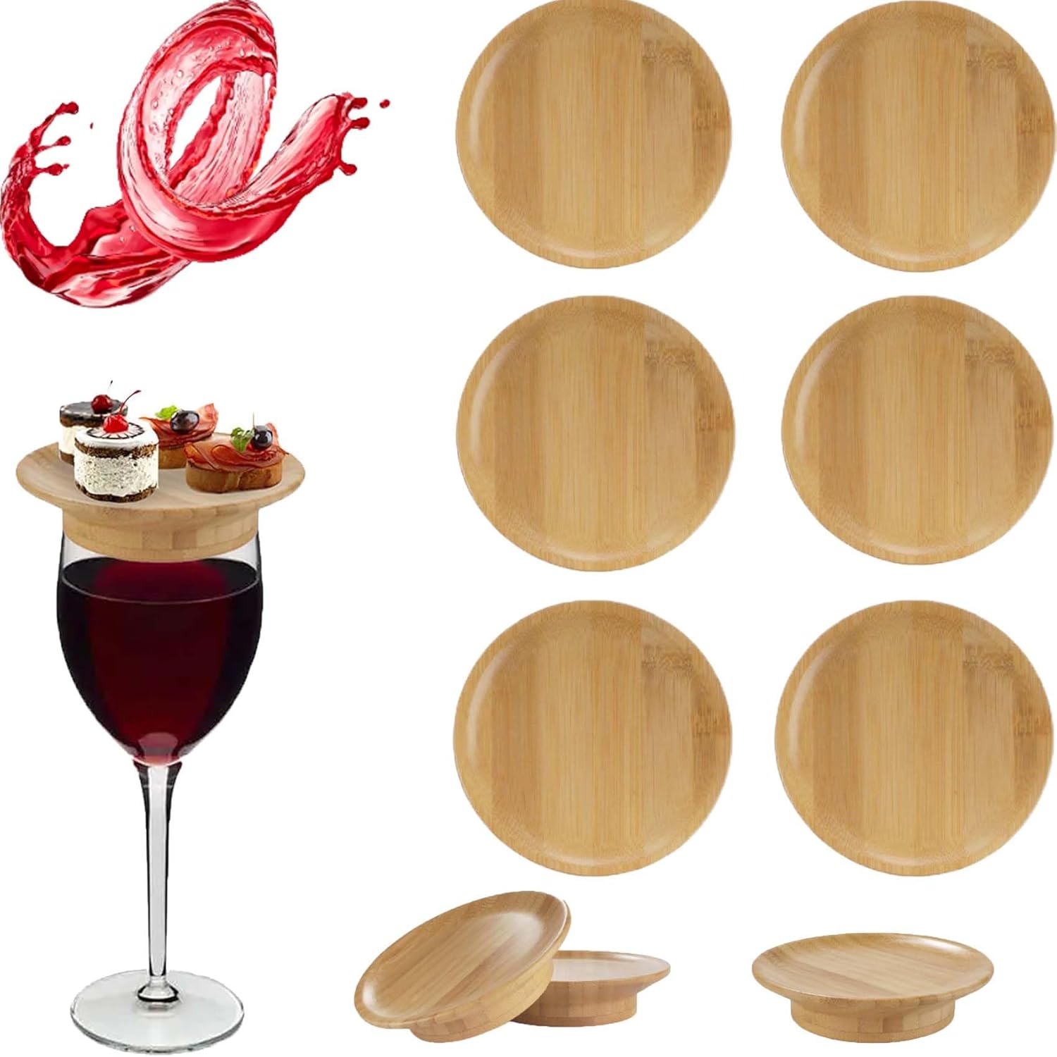 10 Stück Weinglas Aufsätze - Charcuterie Brett Topper Aus Bambus