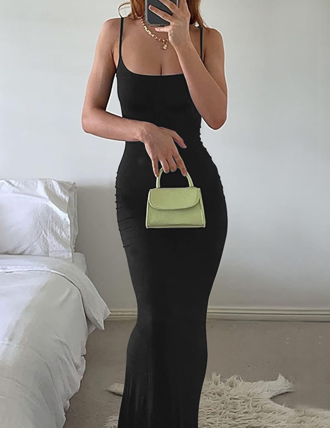 VIUTIL Women's Maxi Bodycon Dress Sexy Spaghetti Strap Sleeveless Tight Slip Long Dresses 2023 - Image 8