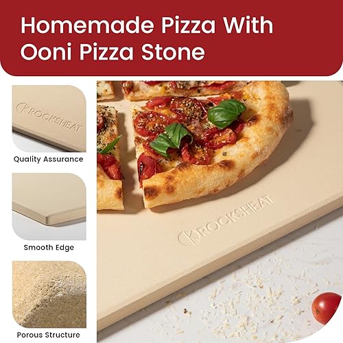 Miniatura 5 de Piedra cuadrada para hornear pizza de cordierita de 13.2 x 13.2 x 0.6 pulgadas, perfectamente compatible con horno de pizza Ooni Karu 12