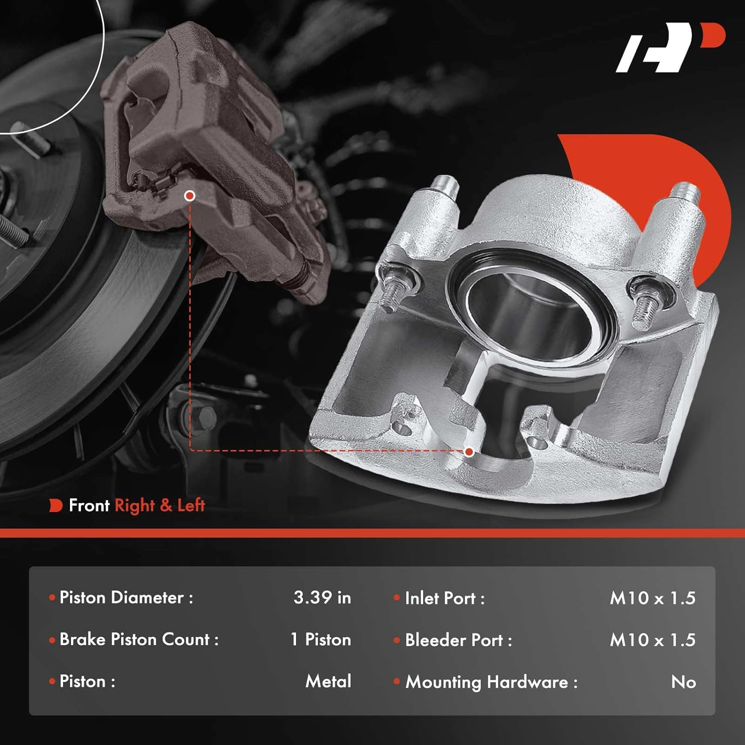 A-Premium Front Disc Brake Caliper Assembly Without Bracket Compatible with Chevy, Dodge and GMC Models - Express 2500/3500, Savana 2500/3500, C35, C3500, Ram 2500/3500, K3500