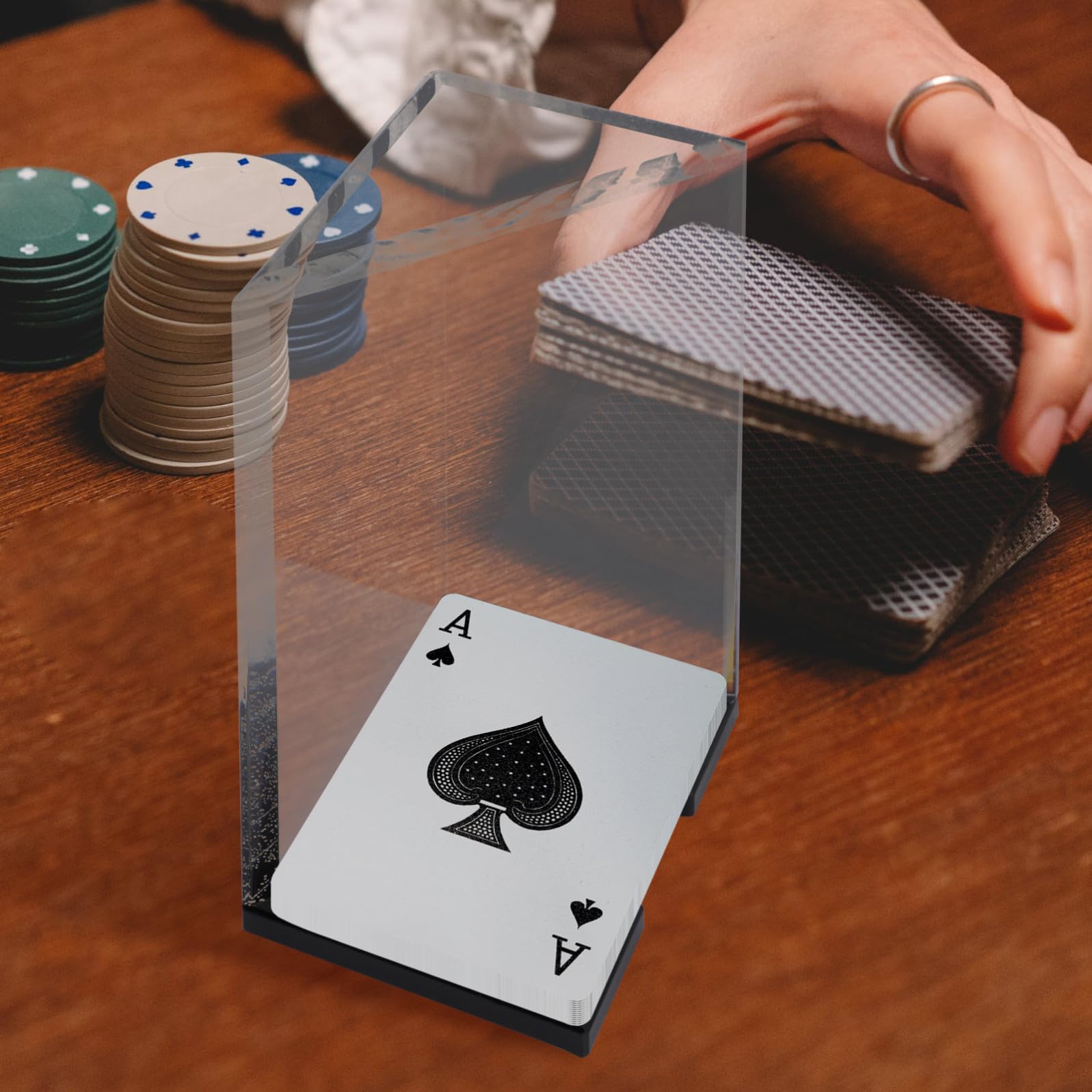UPKOCH Supporto Trasparente Facile Accesso per Carte da Gioco in Acrilico e Design Elegante Scatola Pratica e Sottile per Carte da Poker per Casa e Gioco