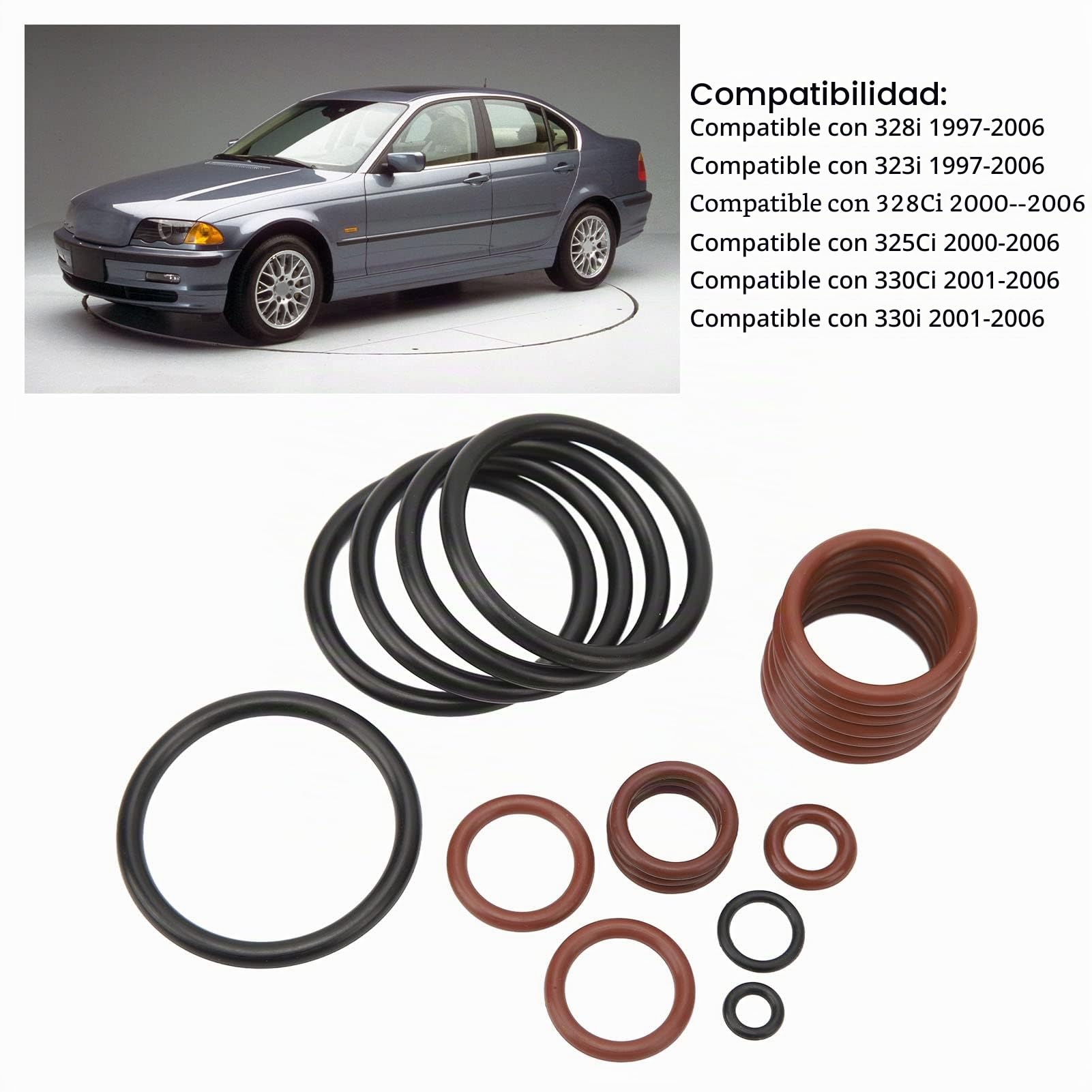 Sensor de Manguera de Radiador O Ring, 20 Piezas Kit de Sistema de Refrigeración 13621743299 Refrigerante 11517514942 Junta de Sellado para E46 M52 M54 320i 323i 325i 328i