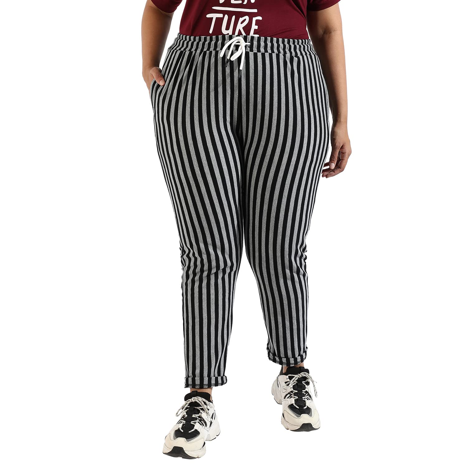 instafab Plus Women’s Trackpants Regular Fit for Casual Wear | Slanted Open Pockets | Elasticated Waist | Trackpants Crafted with Comfort Fit & High Performance for Everyday Wear-picture-41