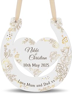Lucky Horseshoe Personalized Wedding Gifts, Engagement Gifts for Couples/Bride, Groom/Newly Engaged Couples, Mr and Mrs Gift, Wedding Keepsake Horseshoe Wedding Decorations