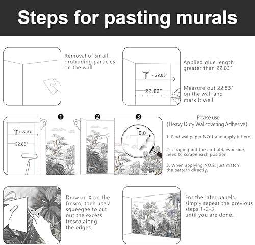 Miniatura 5 de Papel tapiz de tela de bosque tropical con estampado botánico gris, bosque de selva tropical, sala de estar, planta de hoja de palmera, dormitorio,