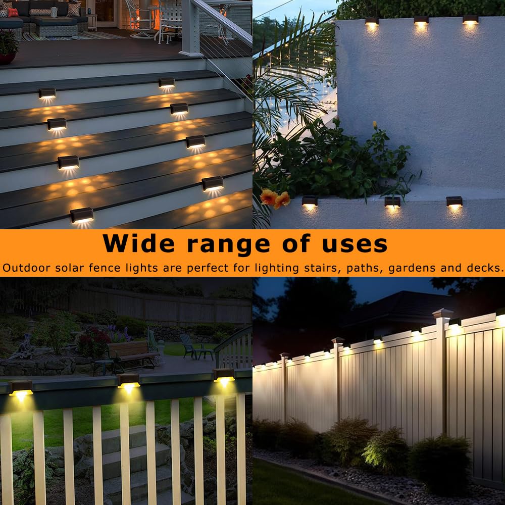 Lotvic Luci Solari per Esterni, 16 Pezzi Luce Solare per Scale Impermeabile, Segnapasso LED Esterno Solare, Lampade Solari da Giardino, per Recinzioni Patio Passi Sentieri