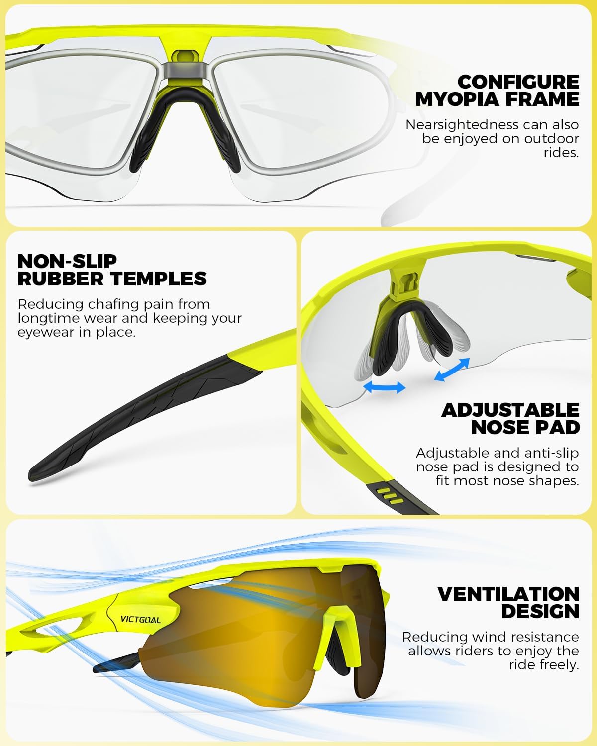 VICTGOAL Cycling Glasses Photochromic Sunglasses for Men Women TR90 Frame Glasses with UV Protection Bike Glasses for Cycling