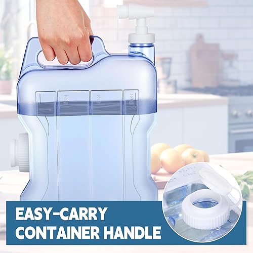 Miniatura 5 de Paquete de 2 botellas dispensadoras de agua para nevera de 1.5 galones con grifo a prueba de fugas y mango práctico, dispensador de bebidas de