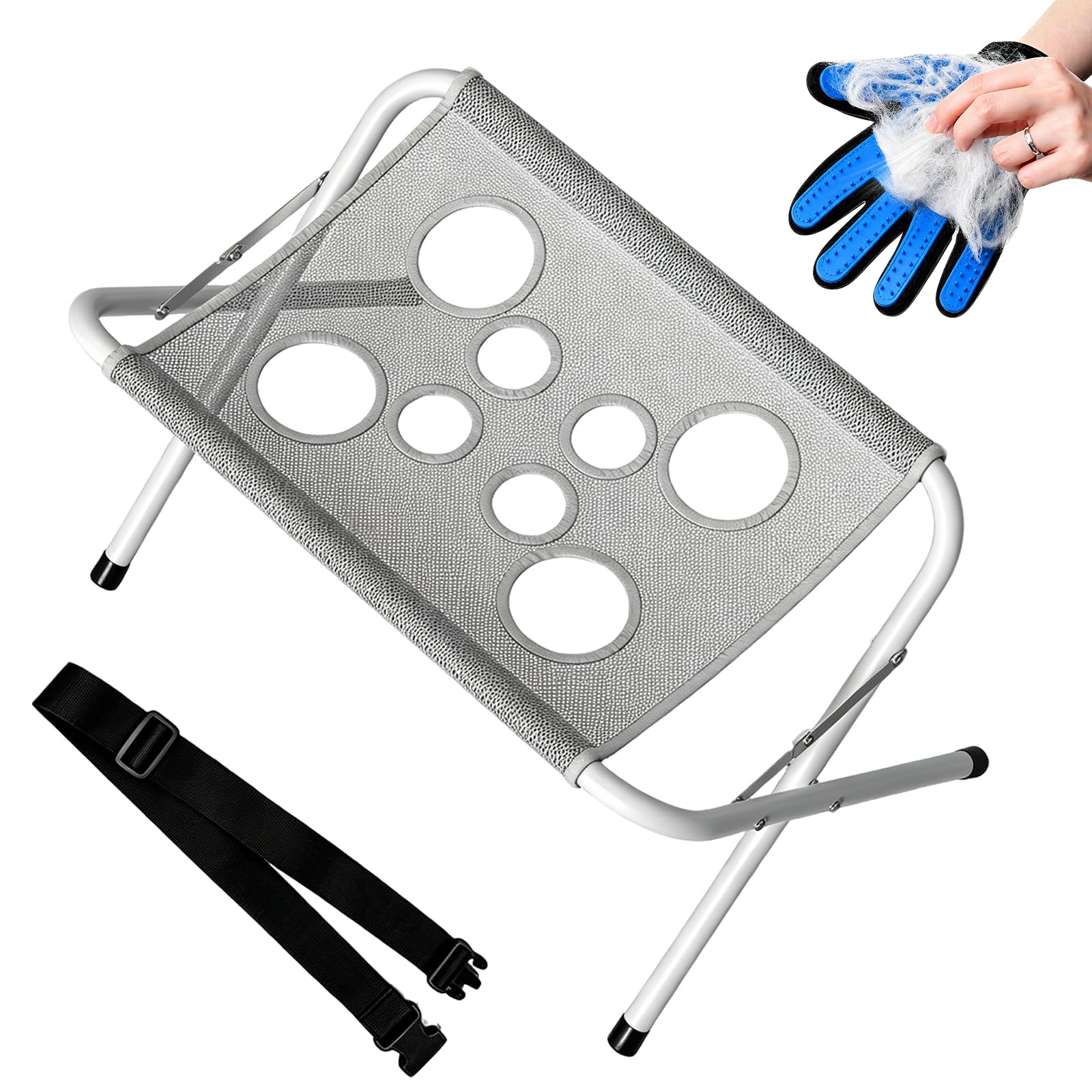 Dog Grooming Hammock, Pet Bathing Hammock, Foldable Pet Bathing Stand，Gray Set