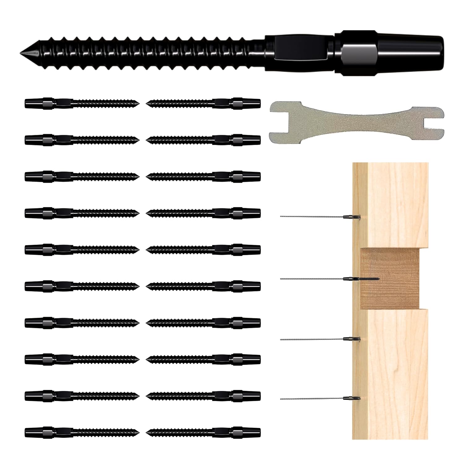 RiaYer 10 Pair Black Invisible Cable Railing Kit HF016BL - T316 Stainless Steel Swage Fittings for Deck Stair Railings