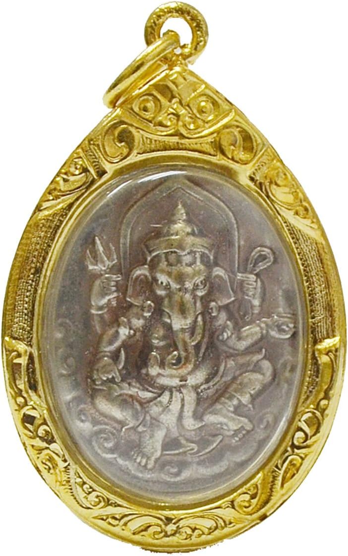 Hinduism and Buddhaism Lord Ganesh Ganesha Hindu Deity God Success Buddha Pendant Gold-plated-base Designer Locket-necklaces Thai Buddha Ganesh Necklace