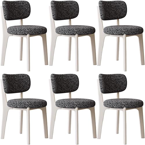 Miniatura 12 de YVYKFZD Solid Wood Dining Chairs, Fabric Dining Room Chair Set of 2/4/6, Upholstered Kitchen Chairs with Curved Backrest, Armless Living Room Chair,