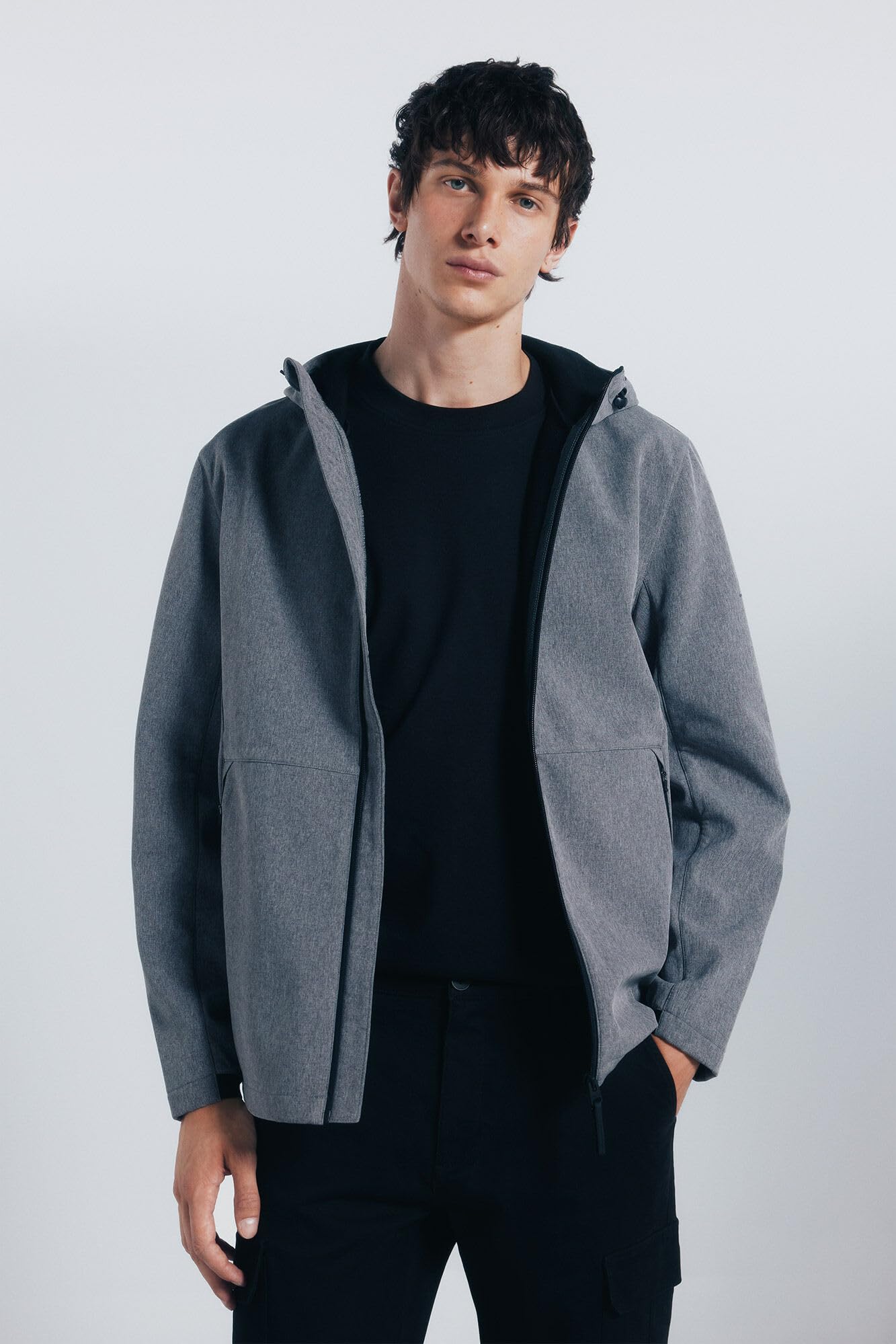 SPRINGFIELD Softshell Melange Technical Short Parka Water Resistant with Hoodie Capucha para Hombre