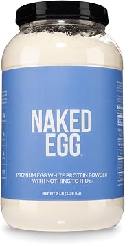 Naked 3LB Non-GMO Egg White Protein Supplement Powder, Unflavored, No Additives, Paleo, Dairy Free, Gluten Free, Soy Free 25g Protein, 44 Servings, 3 pounds
