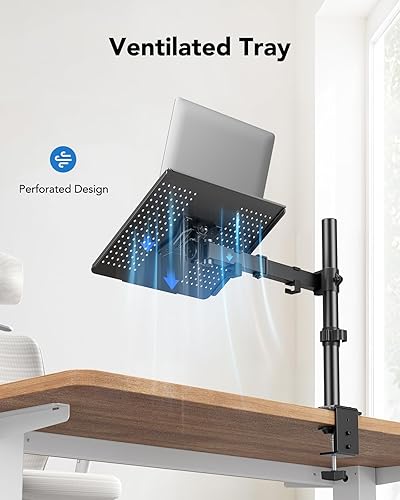 Miniatura 7 de HUANUO Soporte de escritorio para laptop, brazo de monitor de 17 a 32 pies, bandeja ventilada, totalmente ajustable con inclinación, giro y